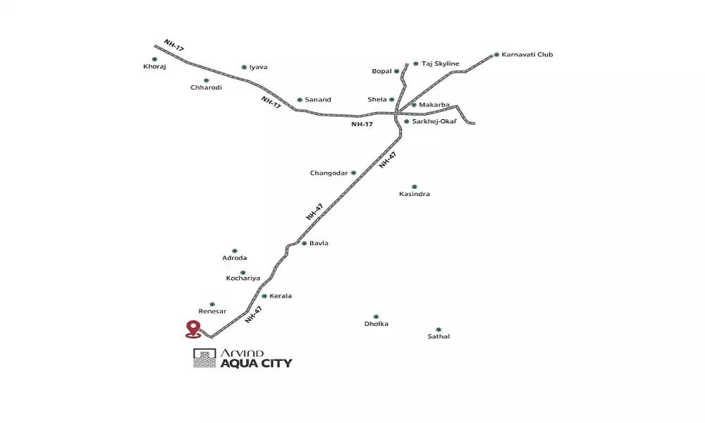Arvind Aqua City location map